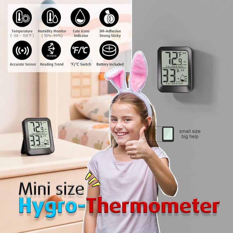 AyayaBoss 3 Pack Room Thermometer Indoor Hygrometer for Home, Digital Sensor Mini Humidity Gauge Meter, Temperature Humidity Monitor for Bedroom, Pet, Plant - Battery Included - Image 2